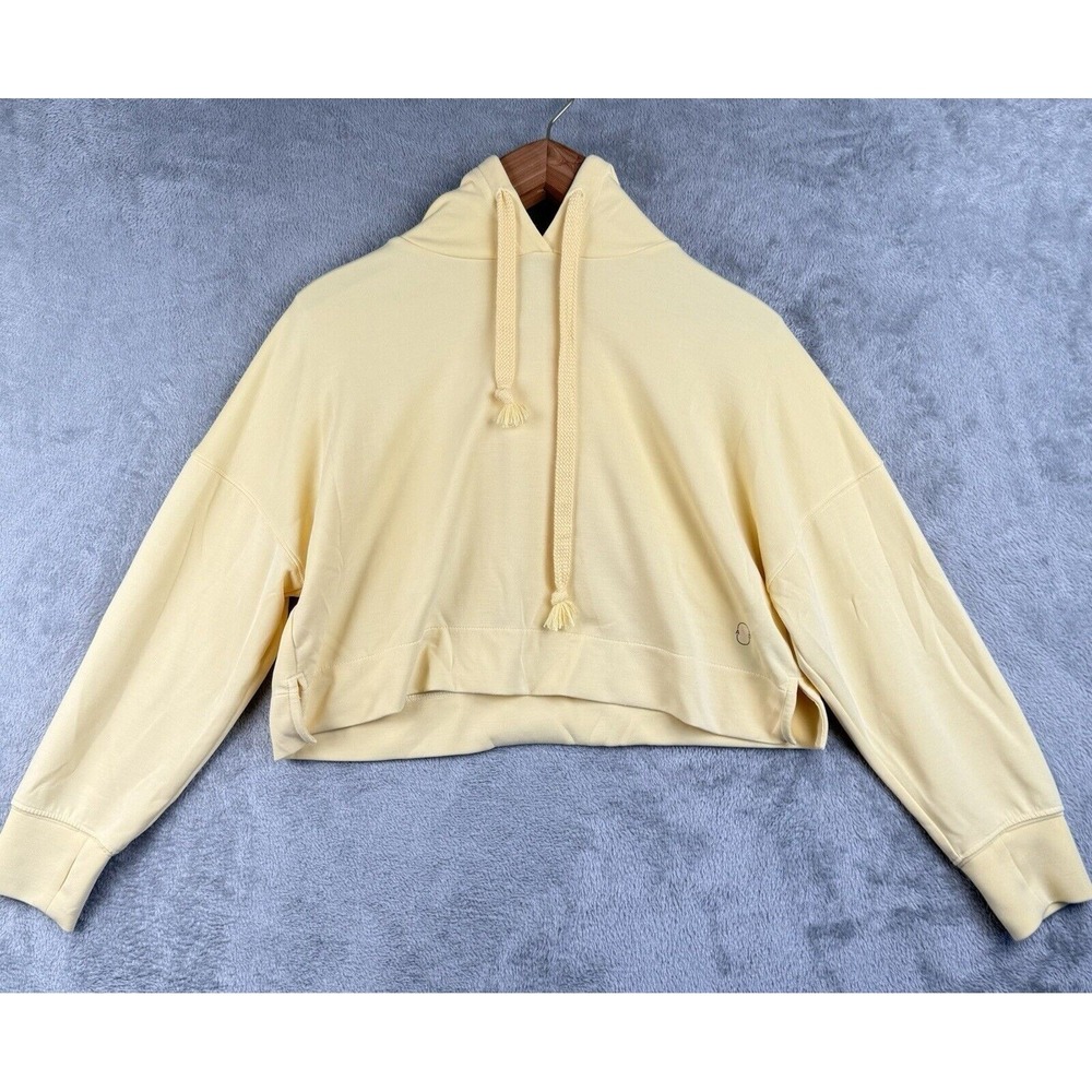 AS Revival Super Soft Cropped Pullover Hoodie Size XS Yellow Oversized Athletic